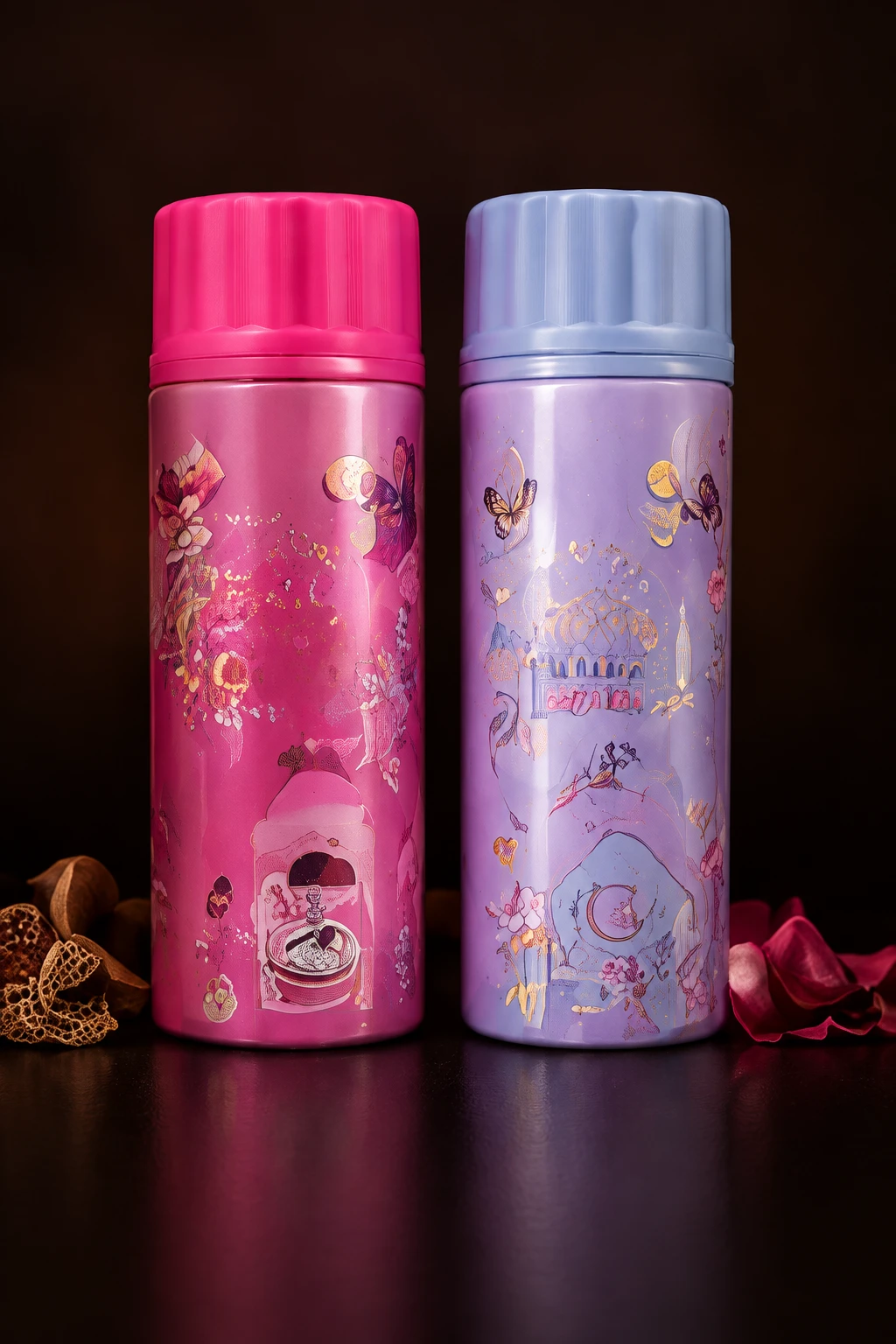 Roze body mist en verzorgingssprays