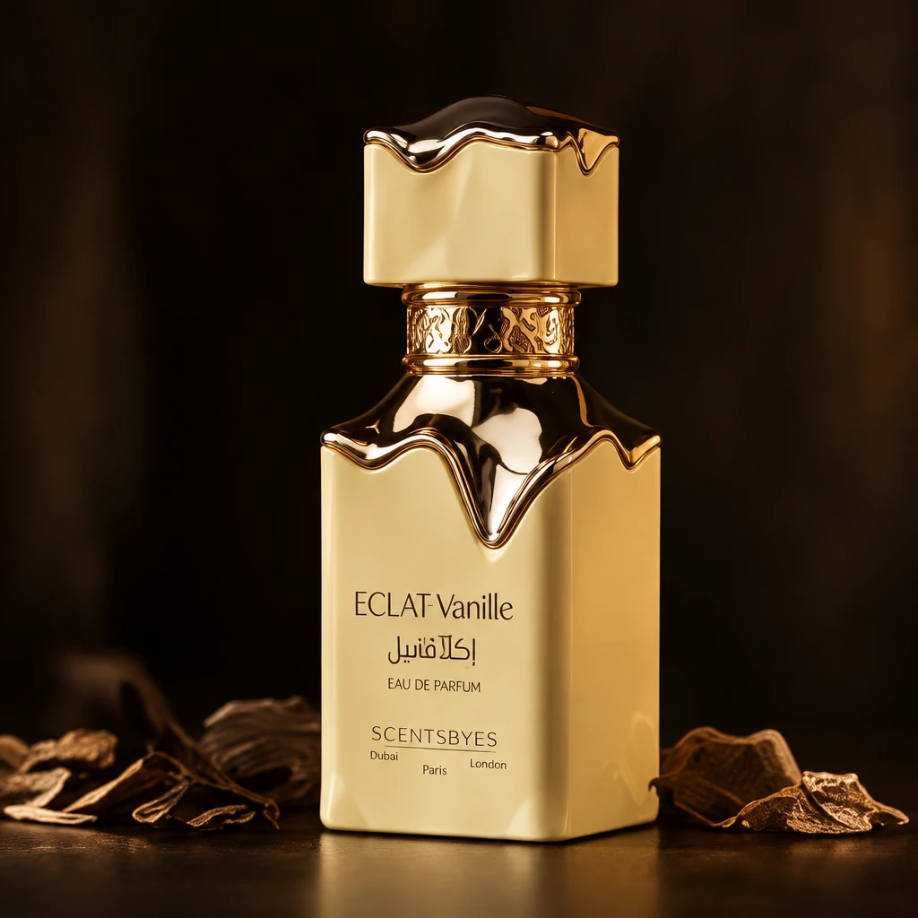 Eclat Vanille eau de parfum — crèmekleurige flacon met gouden dop